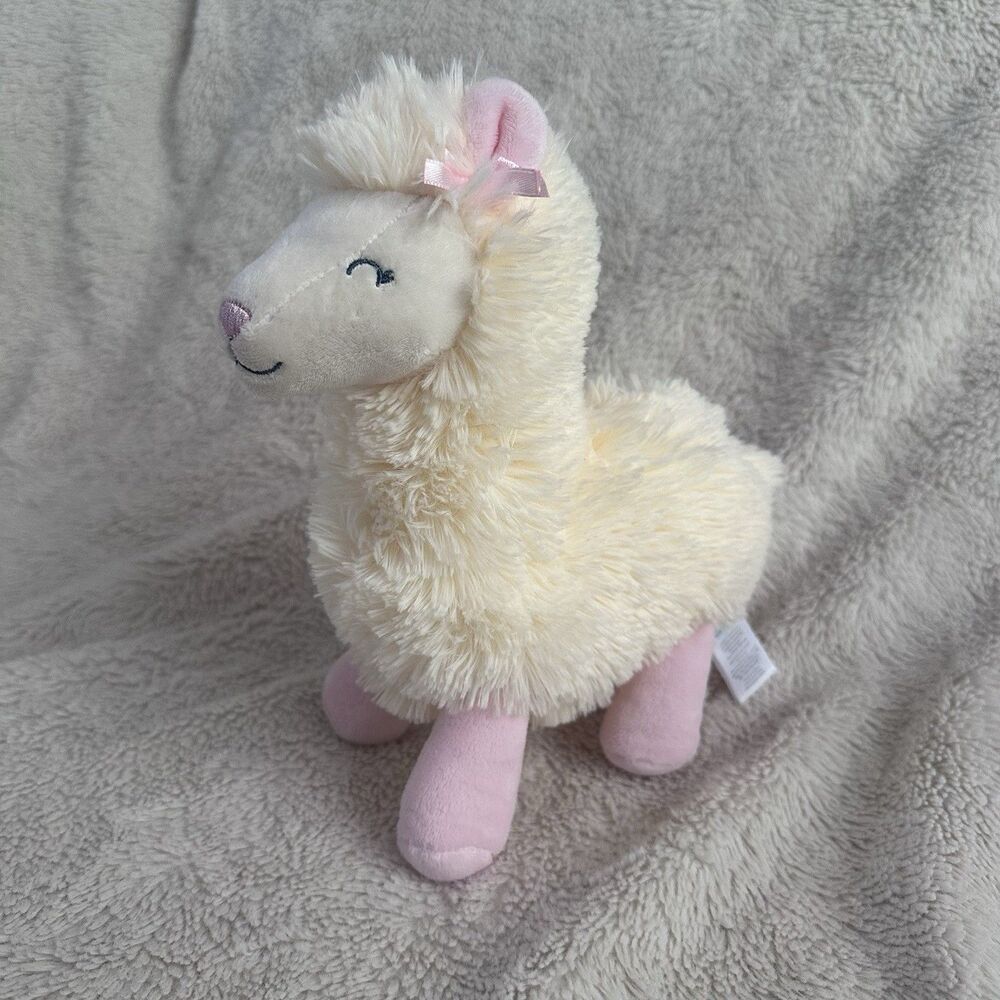Carters Just One You Llama Plush 2020 Cream Pink Bow 9" Stuffed Animal Baby